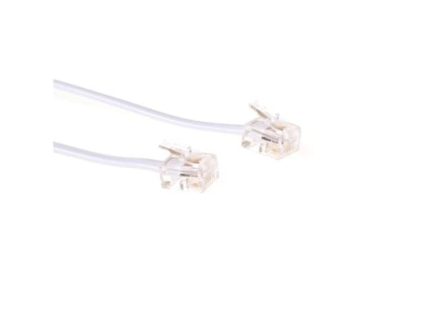 ACT White 0.5 meter flat telephone cable with RJ11 connectors. Rj11-rj11 cable white 0.50m (TD5400)