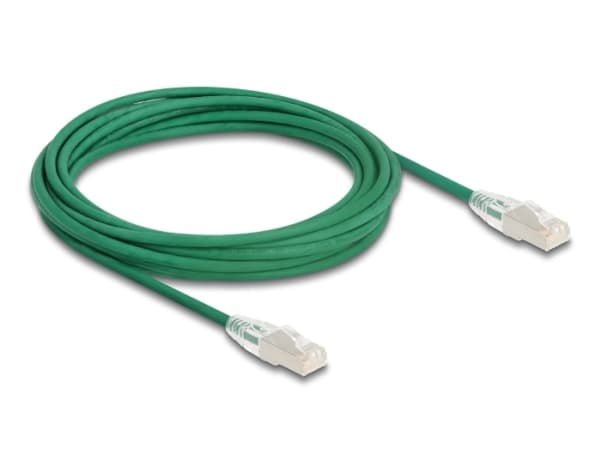 Delock - Nettverkskabel - RJ-45 (hann) til RJ-45 (hann) - 5 m - 4.9 mm - U/FTP - CAT 6a - halogenfri, slank, curved latch - grønn