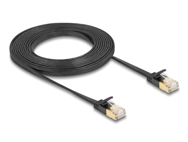 Delock - Nätverkskabel - RJ-45 (hane) till RJ-45 (hane) - 3 m - U/FTP - CAT 7 (kabel)/CAT 6a (kontakter) - knutlös, platt, robust spärr - svart