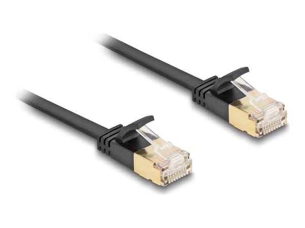 Delock - Nätverkskabel - RJ-45 (hane) till RJ-45 (hane) - 3 m - U/FTP - CAT 7 (kabel)/CAT 6a (kontakter) - knutlös, platt, robust spärr - svart