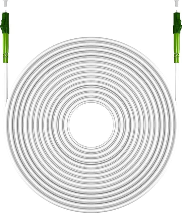 Goobay Lyslederkabel (FTTH), Singlemode (OS2) White, hvid (Simplex), 25 m fiberoptisk kabel, LC-APC (8°) stik > LC-APC (8°) stik, halogenfri kabelkapp
