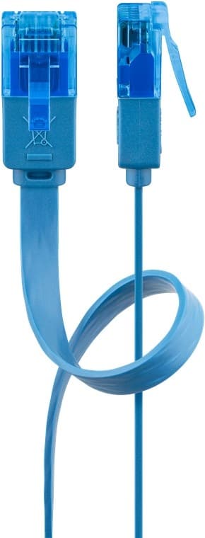 Goobay CAT 6A platt patchkabel, U/UTP, blå kopparledare (CU)