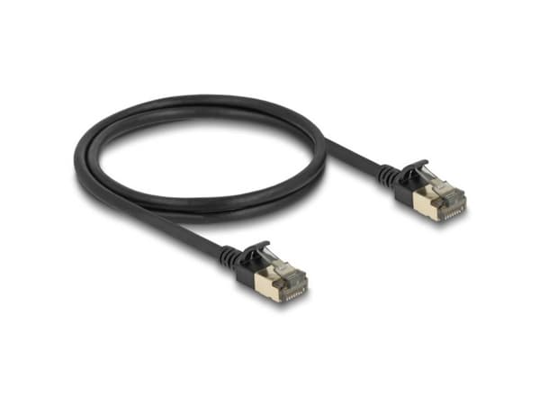 Delock - Nettverkskabel - RJ-45 (hann) til RJ-45 (hann) - 1 m - 4.5 mm - FTP - CAT 8.1 - halogenfri, uten hindringer, slank - svart