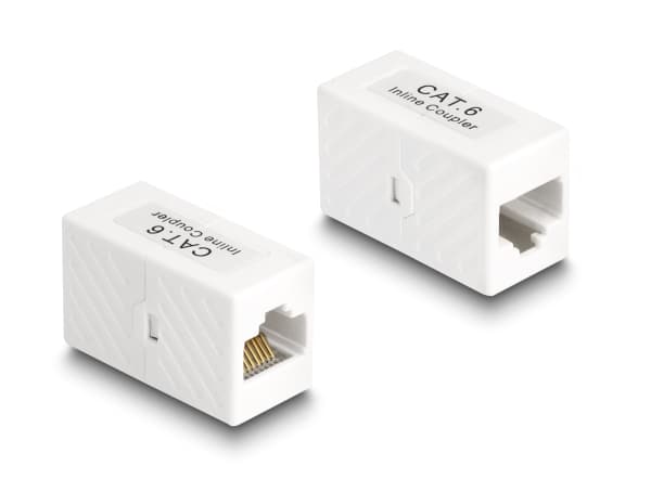 Delock adapter RJ45-jack till RJ45-jack Cat.6 UTP vit