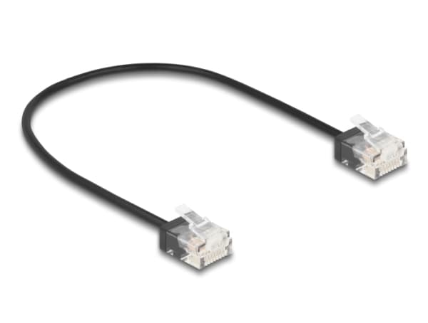 Delock - Koblingskabel - RJ-45 (hann) short til RJ-45 (hann) short - 30 cm - 2.6 mm - UTP - CAT 6 - formstøpt, ultra-slim - svart