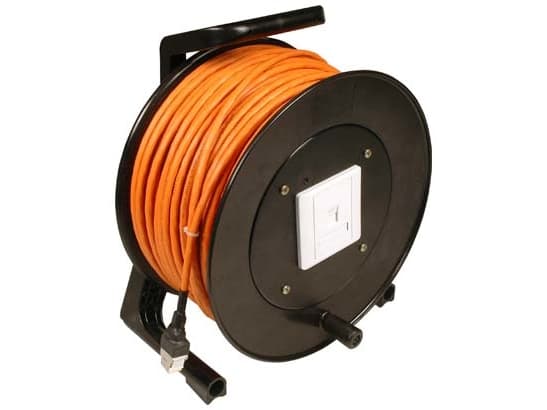 Förlängningskabel Cat 6, S-STP, på kabelvinda, 90 m För mobil användning såsom service, mässor, presentationer etc. (17000165)