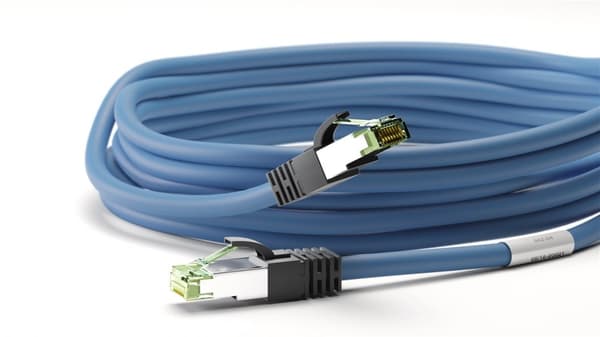 Goobay CAT 8.1-koblingsledning, S/FTP (PiMF), blå 99,9 % oksygenfri kobberleder (OFC), AWG 24, halogenfri kappe (LSZH), 0,5 m