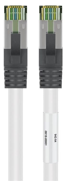 Goobay RJ45 (CAT 6A, 500 MHz) patchkabel med CAT 8.1 S/FTP rå kabel, vit 99,9 % syrefri kopparledare (OFC), AWG 24, halogenfri kabelhölje (LSZH)