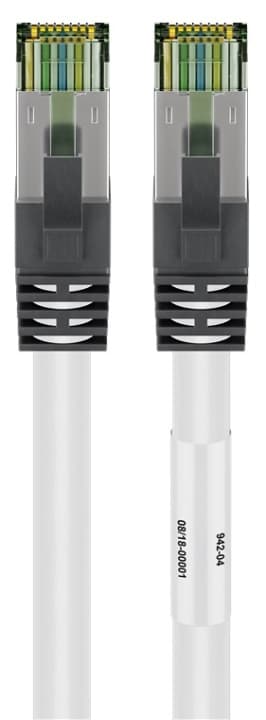 Goobay RJ45 (CAT 6A, 500 MHz) patchkabel med CAT 8.1 S/FTP rå kabel, vit 99,9 % syrefri kopparledare (OFC), AWG 24, halogenfri kabelhölje (LSZH)