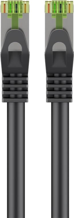 Goobay GHMT-sertifisert CAT 8.1 patchkabel, S/FTP (PiMF), svart kobberleder, LSZH halogenfri kabelkappe, 3 m