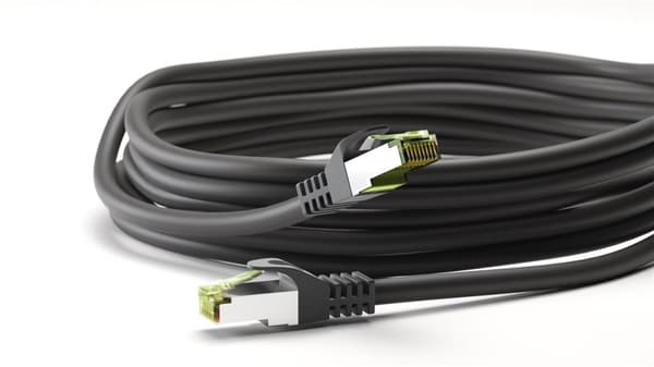 Goobay GHMT-sertifisert CAT 8.1 patchkabel, S/FTP (PiMF), svart kobberleder, LSZH halogenfri kabelkappe, 3 m