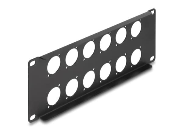 DeLOCK 10? D-Type Patch Panel 12 port 2U black, Rack mounting, 2U, Black, Metal, 88 mm, 254 mm