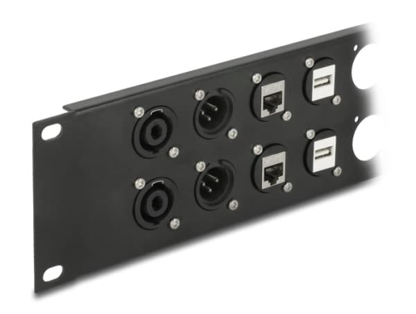 DeLOCK 10? D-Type Patch Panel 12 port 2U black, Rack mounting, 2U, Black, Metal, 88 mm, 254 mm