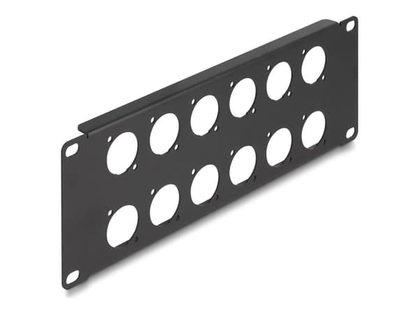 DeLOCK 10? D-Type Patch Panel 12 port 2U black, Rack mounting, 2U, Black, Metal, 88 mm, 254 mm