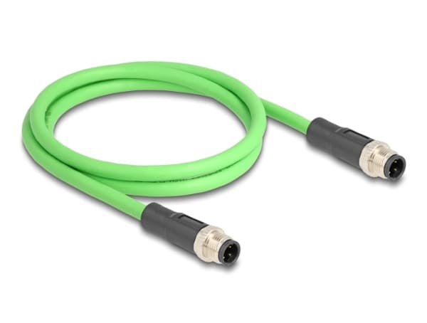 Delock - Nettverkskabel - 4 pin M12-D (hann) til 4 pin M12-D (hann) - 1 m - 6.5 mm - SF/UTP - grønn