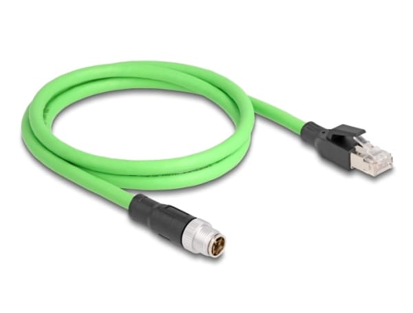 Delock - Nettverkskabel - 8 pin M12-X (hann) til RJ-45 (hann) - 2 m - 6.8 mm - SF/UTP - uten hindringer - grønn