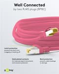 Pikkukuva 4 / 7: Goobay RJ45 patchkabel S/FTP (PiMF), 500 MHz, med CAT 7 råkabel, magenta, 20 m LSZH halogenfri kabelhölje, koppar, RJ45-kontakt (CAT 6A)