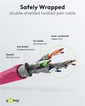 Pikkukuva 5 / 7: Goobay RJ45 patchkabel S/FTP (PiMF), 500 MHz, med CAT 7 råkabel, magenta, 20 m LSZH halogenfri kabelhölje, koppar, RJ45-kontakt (CAT 6A)