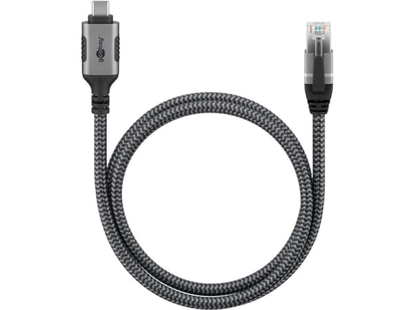 Goobay 70697, USB C, RJ-45, 1,5 m, Svart, Silver