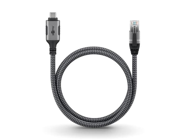 Goobay 70697, USB C, RJ-45, 1,5 m, Svart, Silver