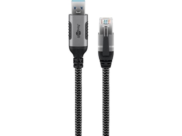Goobay 70694, USB A, RJ-45, 10 m, musta, hopea