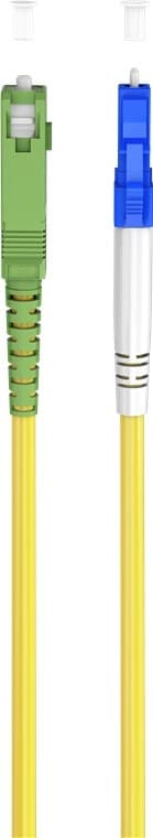 Goobay Lyslederkabel (FTTH), Singlemode (OS2) Yellow, gul (Simplex), 1 m fiberoptisk kabel, stik SC-APC (8°) > LC stik (UPC), halogenfri kabelkappe (L