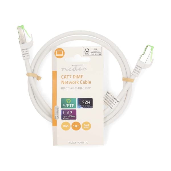 Nedis CAT7 netværkskabel | S/FTP | RJ45 Han | RJ45 Han | 1.00 m | Snagless | Runde | LSZH | Hvid | Label