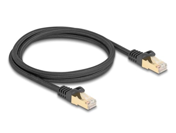 Delock - Nätverkskabel - RJ-45 (hane) till RJ-45 (hane) - 1 m - 7 mm - S/FTP - CAT 6a - flätad kabel - svart