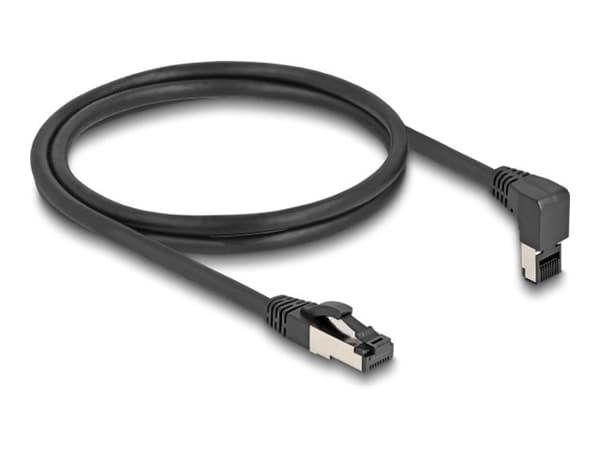 Delock - Nettverkskabel - RJ-45 (hann) oppvinklet til RJ-45 (hann) rett - 1 m - 6.2 mm - S/FTP - CAT 8.1 - uten hindringer, med støvel, halogenfri -