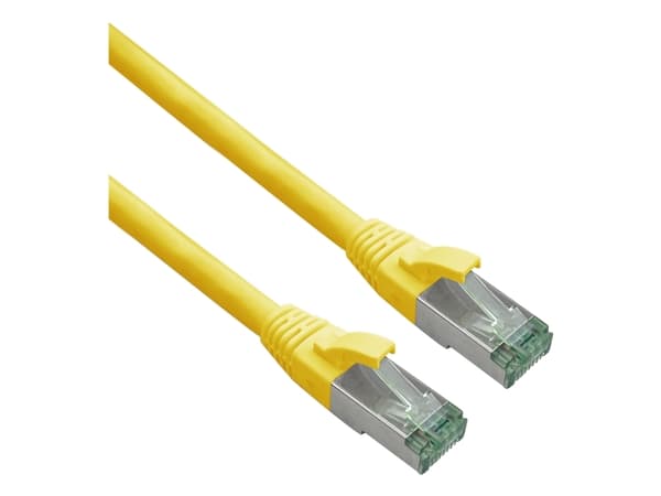 Helos GRS sertifioitu Cat 6a patch kaapeli Cat 7 raakakaapelilla TPE keltainen 0.50m