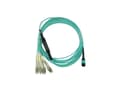 Pikkukuva 1 / 5: Yhteensopiva Lenovo A5UA BlueOptics kuituoptiikan katkaisukaapeli, MPO/UPC, 4xDuplex LC/UPC, 1 metri, monimuotokuitu G50/125µm, OM3, merkkikuitu, 3.0