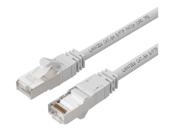 Lanview SmartClick - Nettverkskabel - RJ-45 (hann) til RJ-45 (hann) - 50 cm - 5 mm - S/FTP - CAT 6a - halogenfri, formstøpt, uten hindringer, 10 Giga