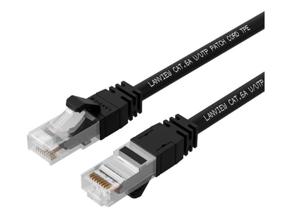 Lanview SmartClick - Nettverkskabel - RJ-45 (hann) til RJ-45 (hann) - 10 m - 5 mm - UTP - CAT 6a - halogenfri, formstøpt, uten hindringer, 10 Gigabit