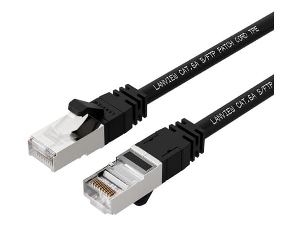 Lanview SmartClick - Verkkokaapeli - RJ-45 (uros) - RJ-45 (uros) - 3 m - 5 mm - S/FTP - CAT 6a - halogeeniton, valettu, mutkaton, 10 Gigabit ethernet