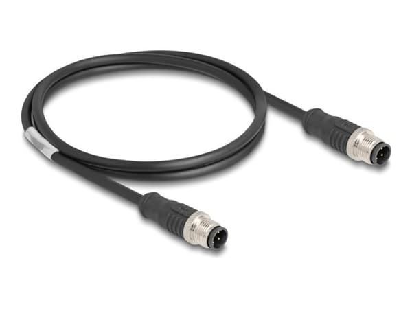 Delock M12-kaapeli D-koodattu 4-nastainen uros uros uros PVC 1 m
