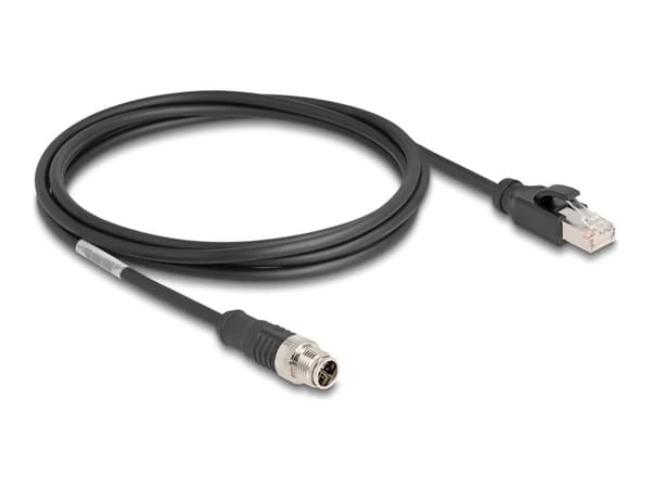 Delock M12-kaapeli X-koodattu 8-nastainen uros RJ45-uros PVC 2 m 2 m