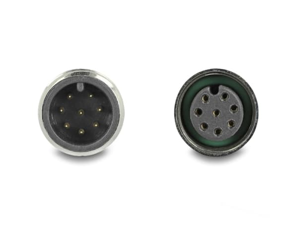 Delock - Nettverksforlengelseskabel - 8-pins M12 (hann) til 8-pins M12 (hunn) - 1 m - 6 mm - S/FTP - CAT 5e - A-kodet - svart