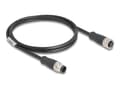 Miniatyrbilde 1 av 5: Delock - Nettverksforlengelseskabel - 8-pins M12 (hann) til 8-pins M12 (hunn) - 1 m - 6 mm - S/FTP - CAT 5e - A-kodet - svart