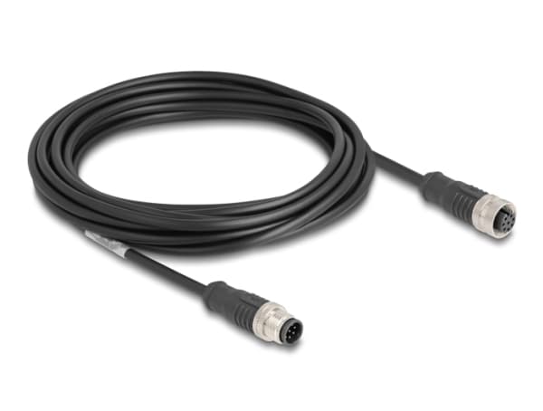 Delock M12 kaapeli A-koodattu 8-nastainen uros ja naaras PVC 5 m (80805)