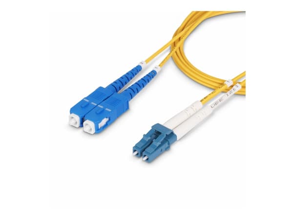 StarTech.com 15m (50ft) LC to SC (UPC) OS2 Single Mode Duplex Fiber Optic Cable, 9/125µm, Laser Optimized, 10G, Bend Insensitive, Low Insertion Loss