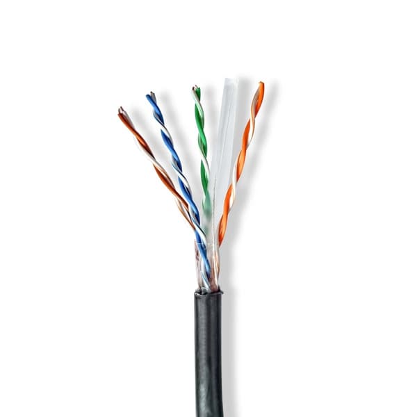 Nedis Nettverkskabelen Roll | CAT6 | Fast | U/UTP | CCA | 100.0 m | Utendørs | Rund | PE | Sort | Trekkboks
