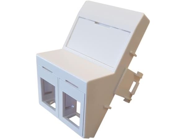 Dataudtag, skrå - Type C, for 2 stk. Csslr plus keystone konnektor, farve: hvid