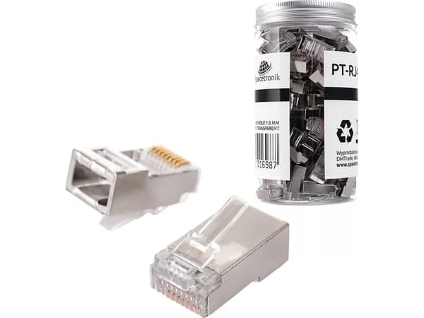 Spacetronik RJ45 plugg, gjennomgang cat5e FTP PT-RJ455FT-0 100 stk Spacetronik