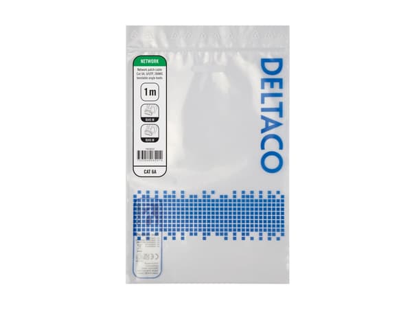 DELTACO Flex-Boot - Patch-kabel - RJ-45 (hane) till RJ-45 (hane) - 1 m - UTP - CAT 6a - halogenfri, hakfri, tvinnad - vit