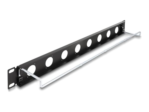 Delock - Pluggbord (blankt) - D-type, strain relief - rackmonterbar - svart - 1U - 19" - 8 porter Sort