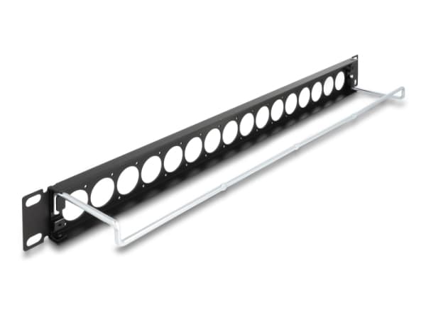 Delock - Kopplingspanel (tom) - D-typ, dragavlastning - rackmontering - svart - 1U - 19" - 16 portar
