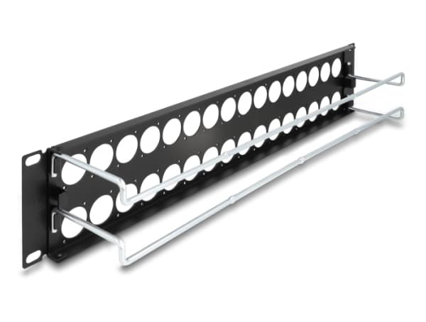 Delock - Kopplingspanel (tom) - D-typ, dragavlastningar - rackmontering - svart - 2U - 19" - 32 portar