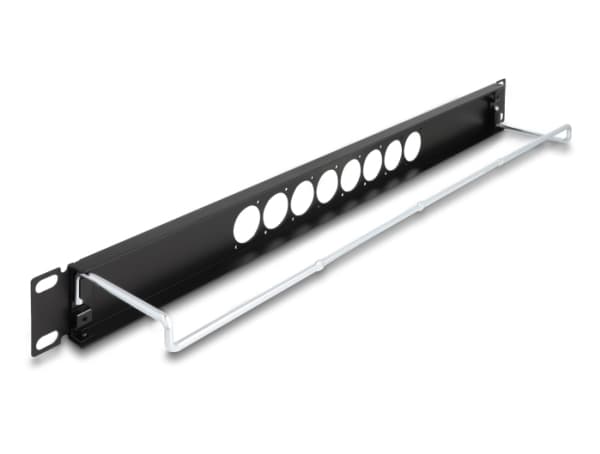Delock - Kopplingspanel (tom) - D-typ, ledningsskydd, central - rackmontering - svart - 1U - 19" - 8 portar