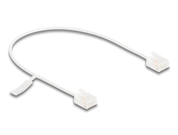 Delock RJ45 verkkokaapeli Cat.6 UTP Ultra Slim 0,3 m valkoinen lyhyillä pistokkeilla