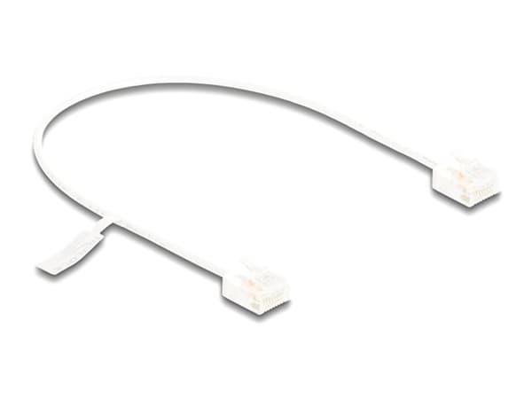 Delock RJ45 verkkokaapeli Cat.6 UTP Ultra Slim 0,3 m valkoinen lyhyillä pistokkeilla